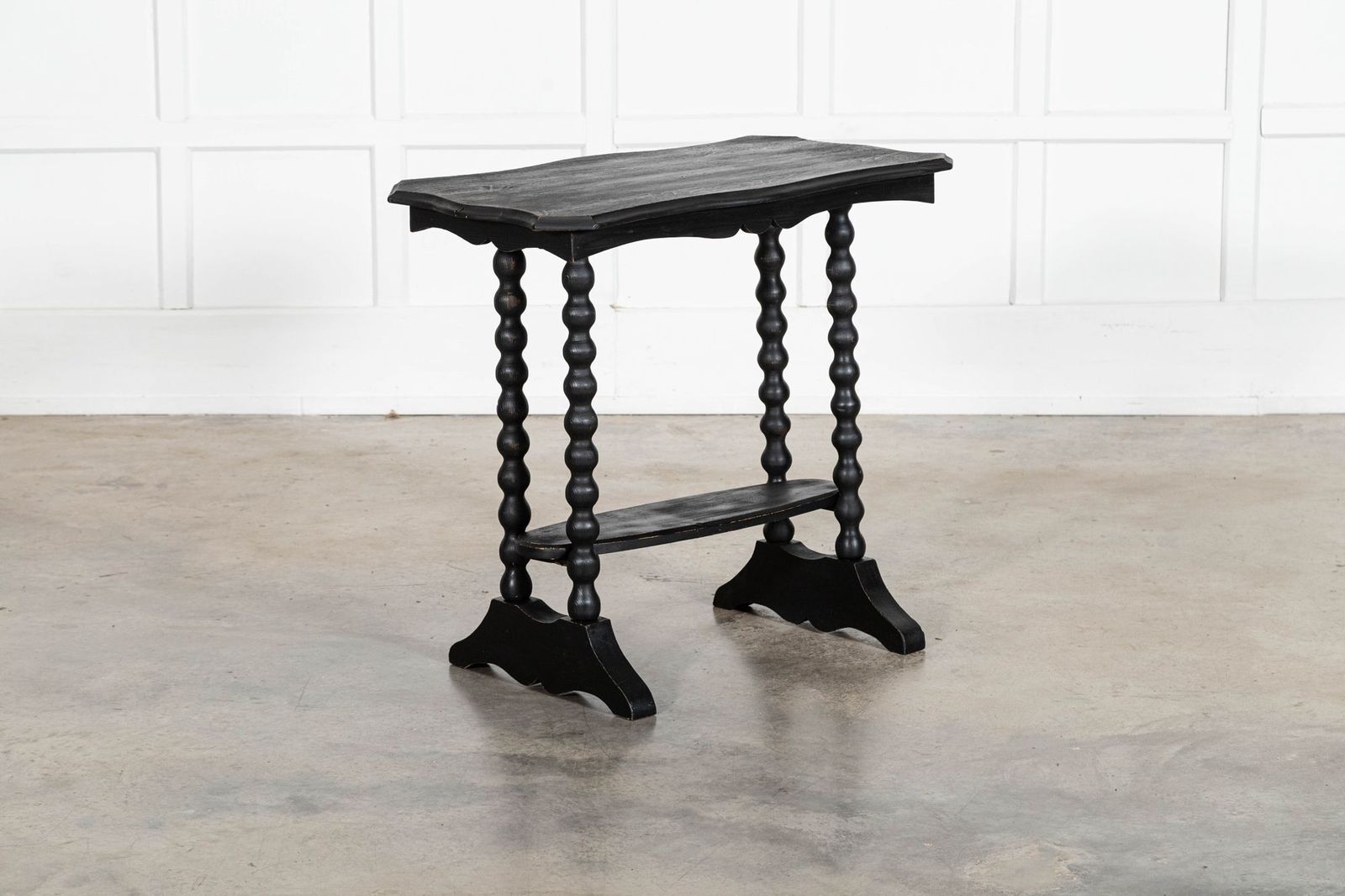 1668.0 19thc Ebonised English Pine Bobbin Side Table photo