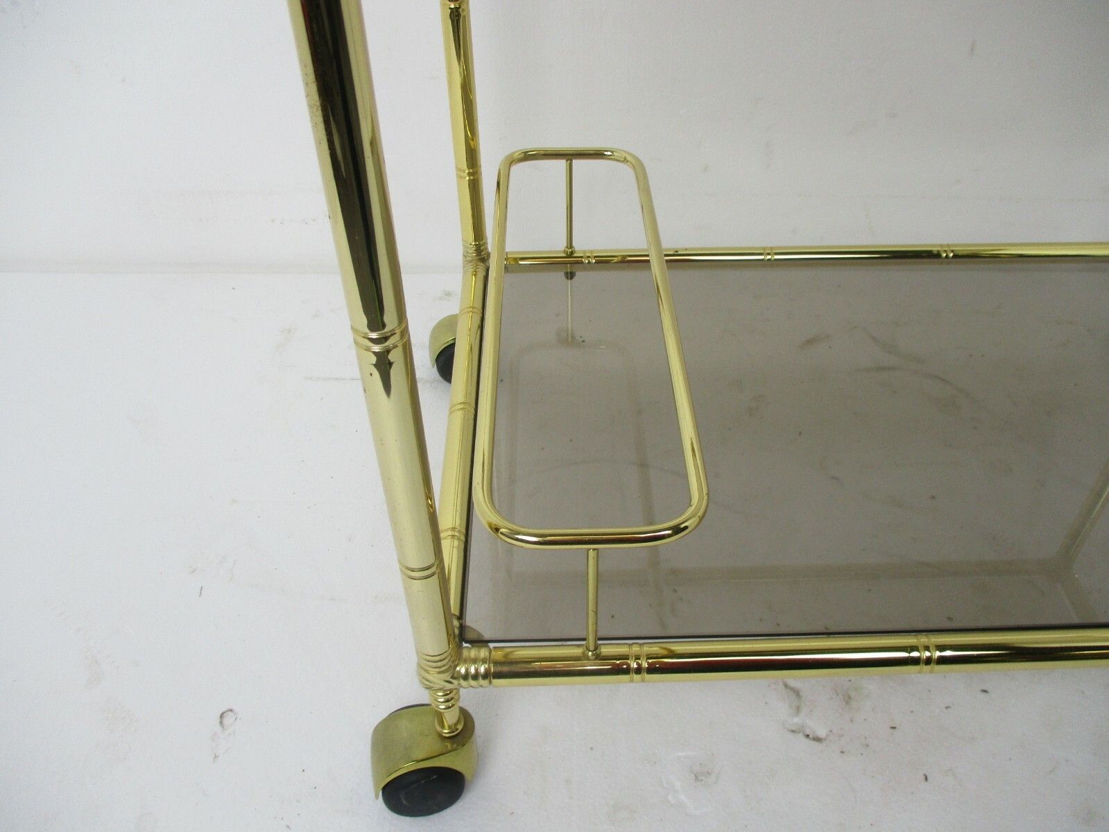 Bar Cocktail Cart Trolley Hollywood Regency Kitchen Island Brass Bamboo Style photo Furniture