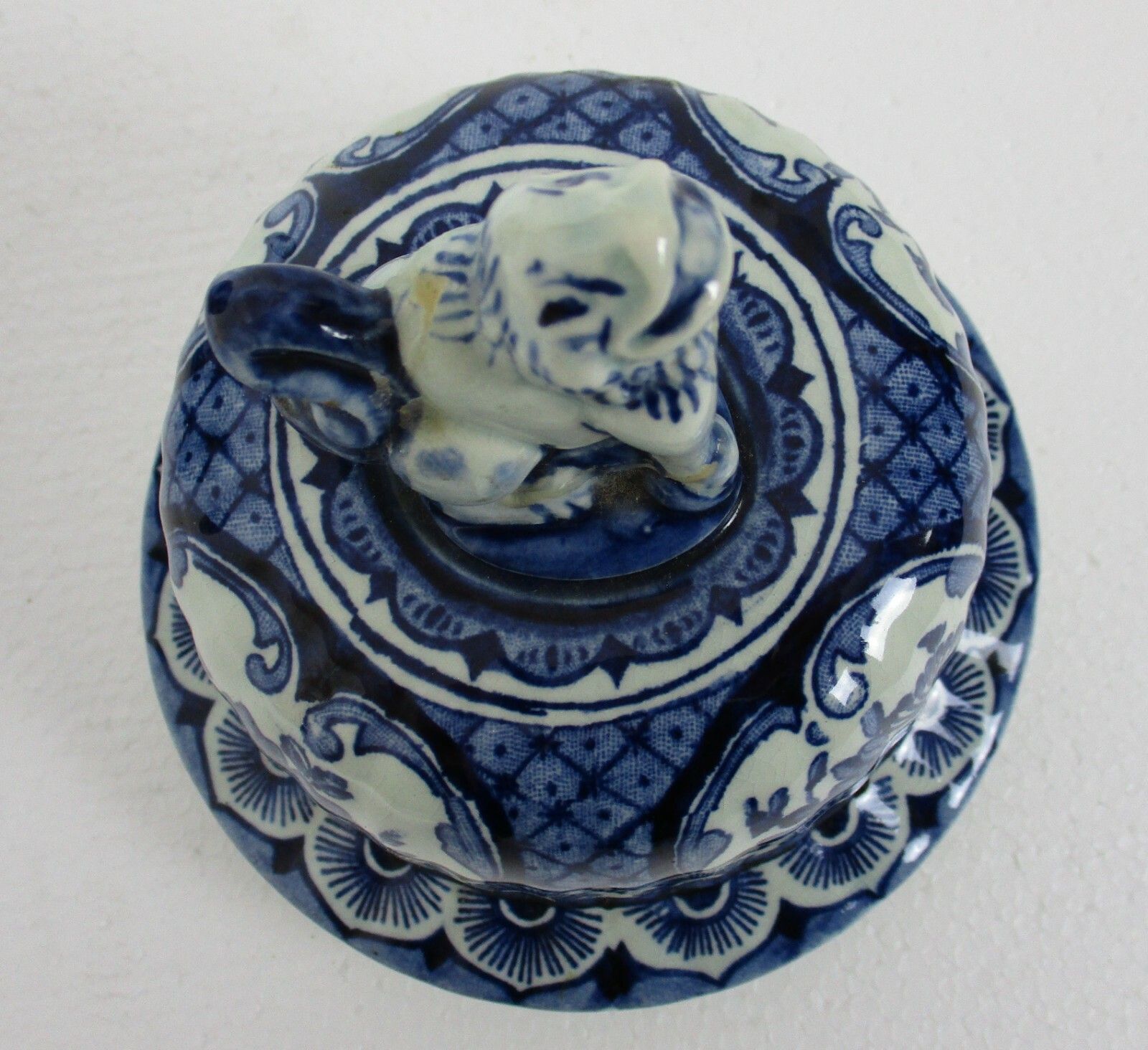 Royal Sphinx Maastricht Delft Vase Urn Marked Boch Blue White Foo Dog 15.74" photo buy