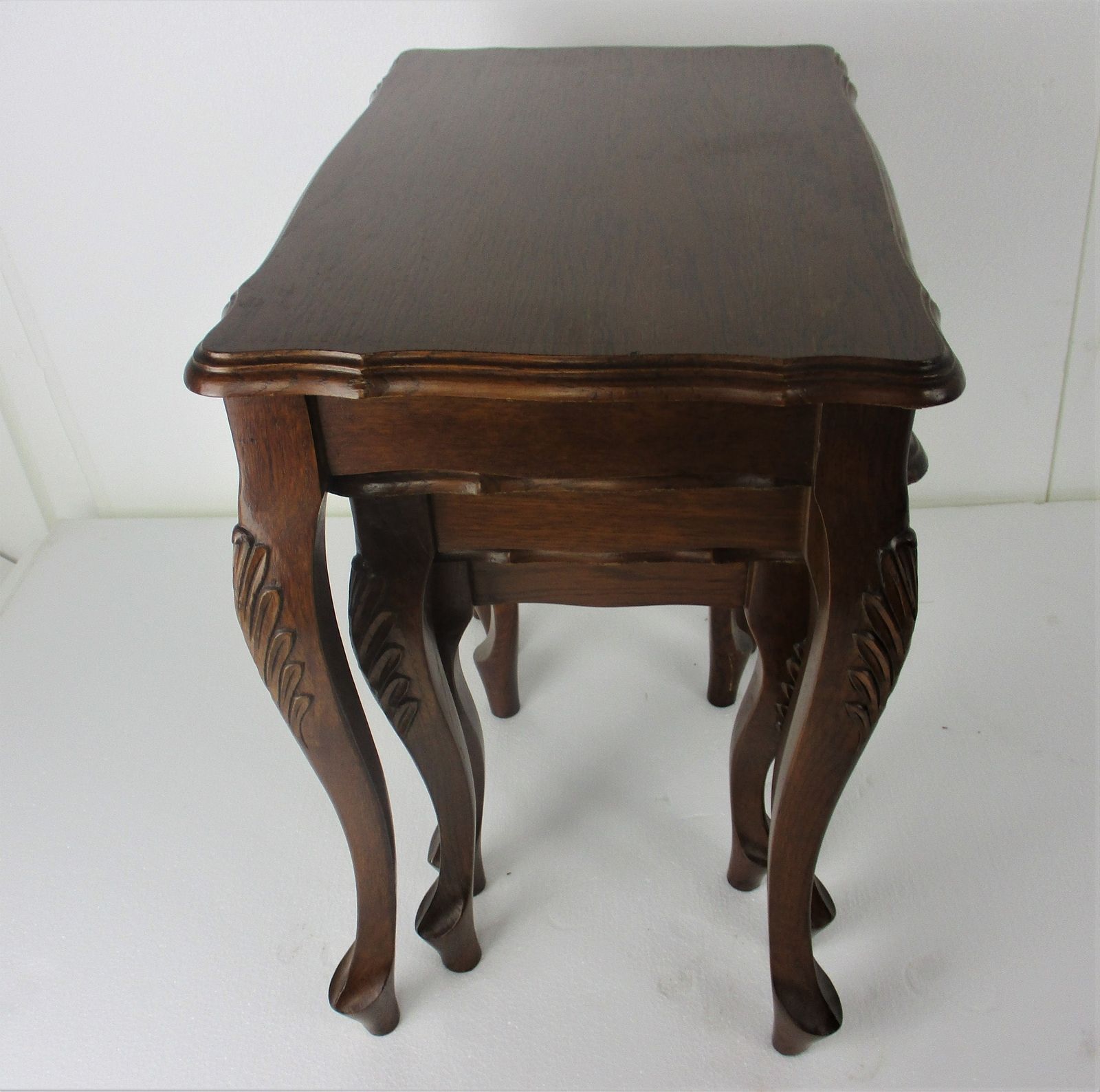 photo furniture Set Of 3 Wood Stacking Nesting Tables Louis XV Style Vintage Mid Century Wood
