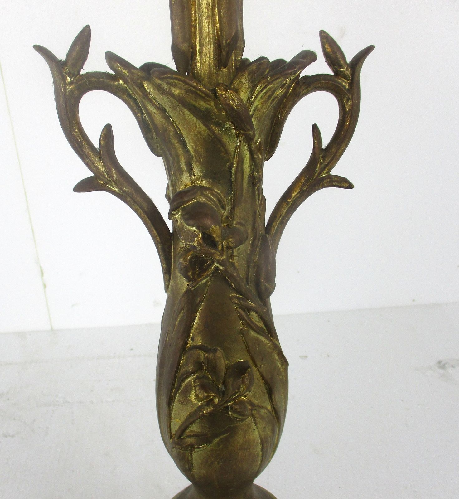 Antique Gorgeous Brass Doré Ornate Candle Holder Stick Candelabra 5 Arm Xl photo buy