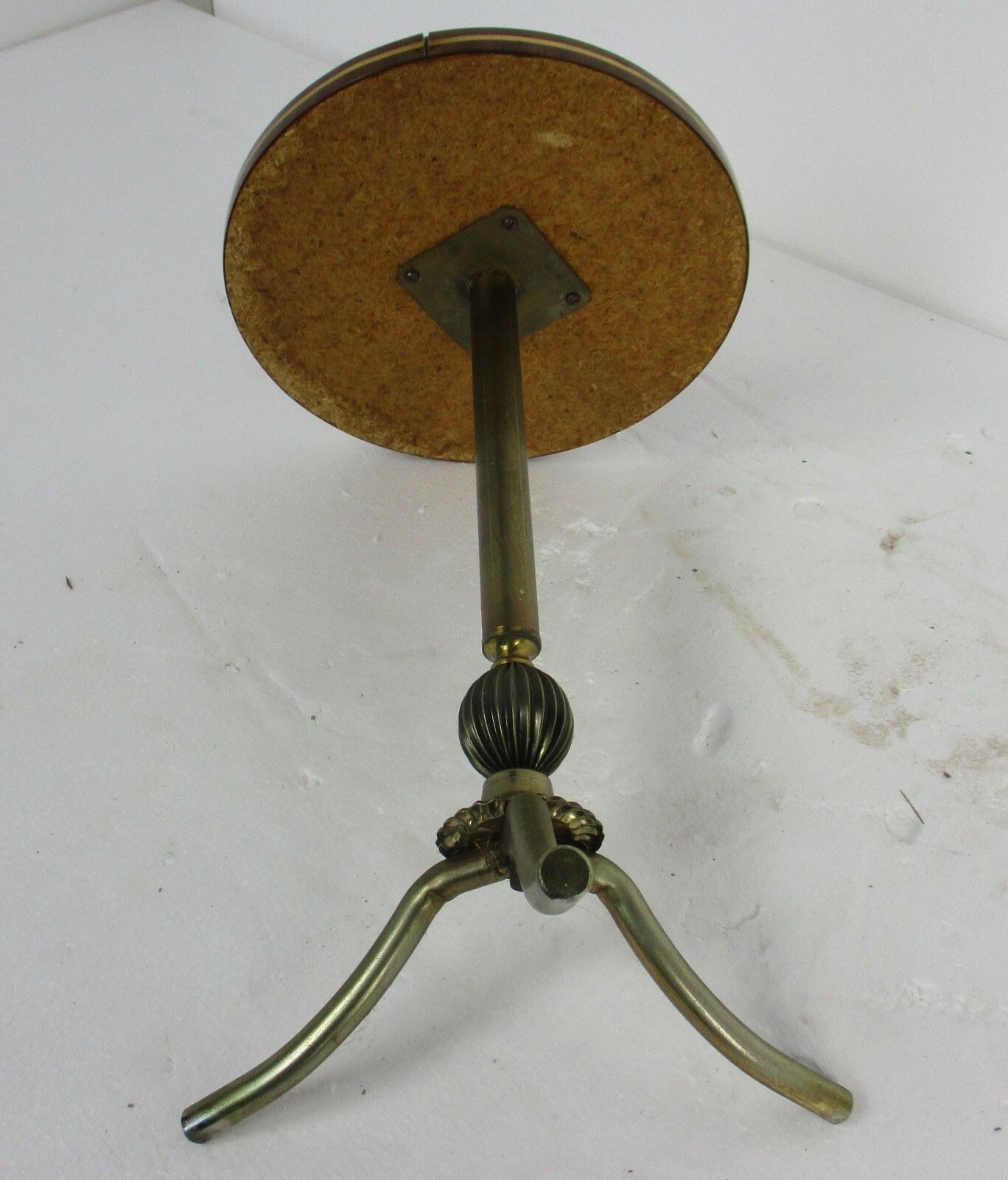 Vintage Side Coffee Wine Table  Funky  Formica Round Retro Brass Tripod Legs photo vintage