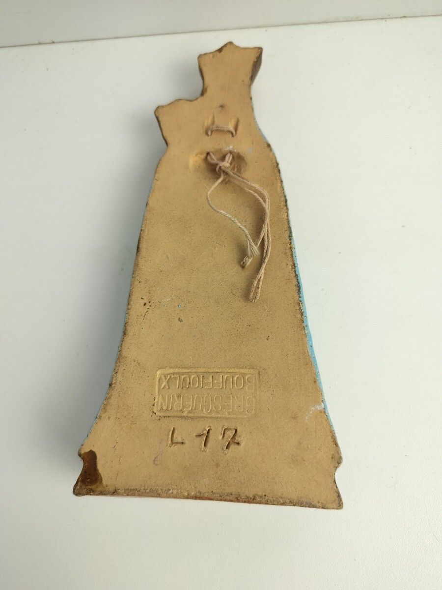 Roger Guerin Gres Bouffioulx 1950s Plaster Statue Wall Hanging Virgin Mary Infan photo vinterior