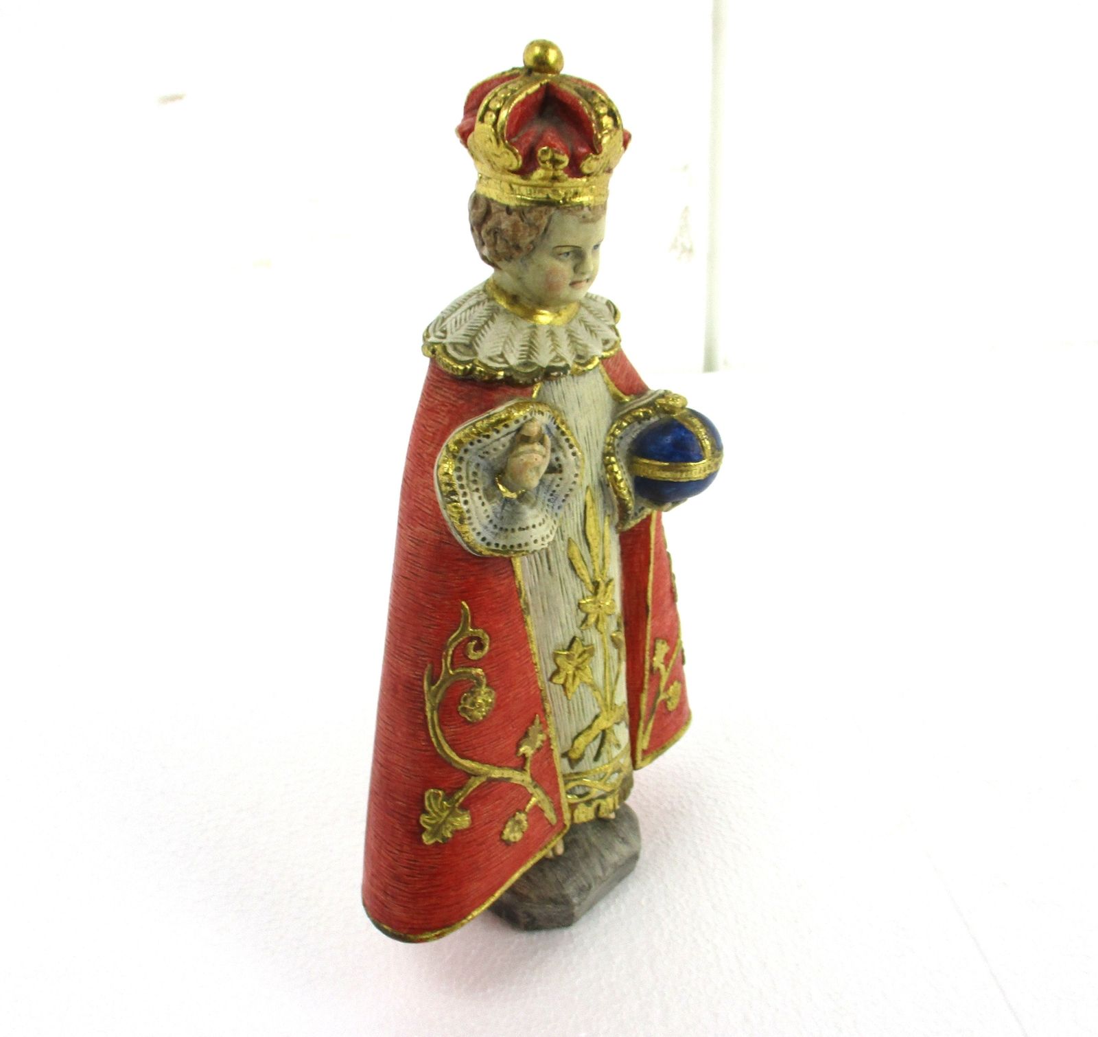 Statue Infant Of Prague Infant Jesus Santo Nino Polystone Stoneware  Lovely Rare photo Art