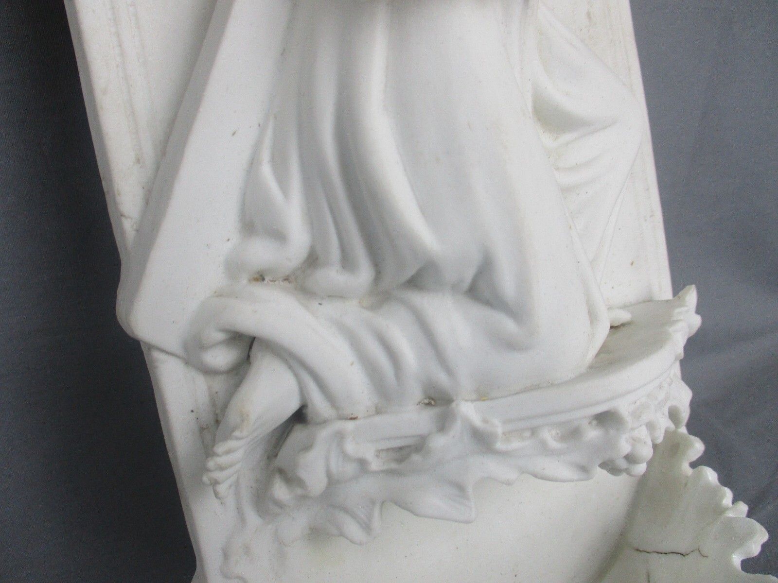Large Antique Porcelain Bisque Holy Water Font Vessel  Jesus Crucifix Church Wow photo Art