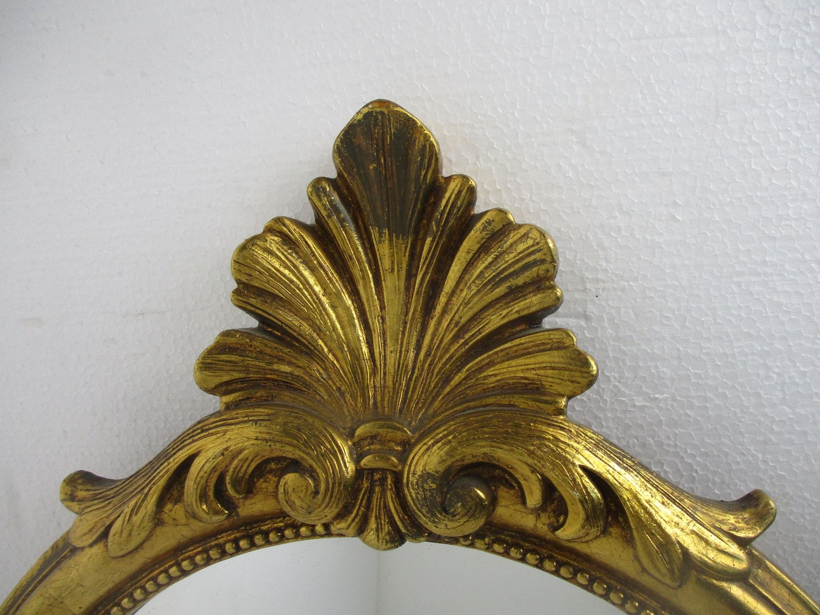 Ornate Wall Mounted Console Mirror Hollywood Regency Gold Gilded Plaster On Wood photo for sale