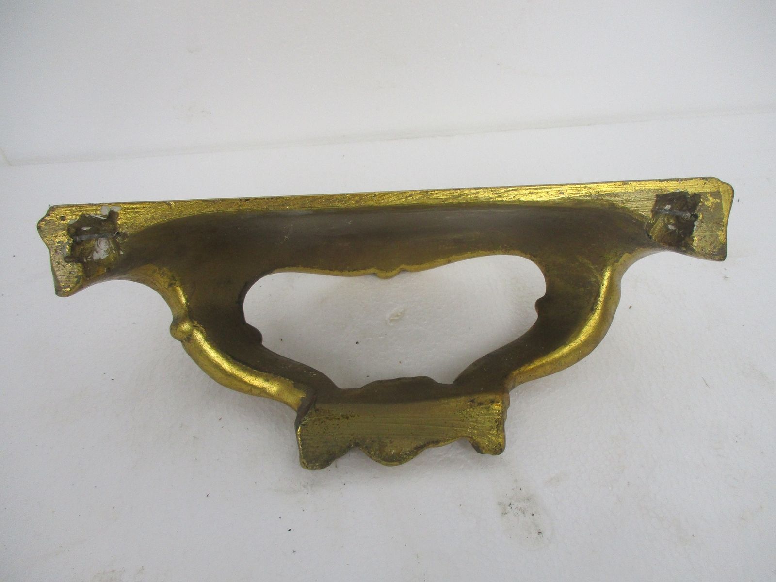 Ornate Wall Mounted Console Mirror Hollywood Regency Gold Gilded Plaster On Wood photo vintage