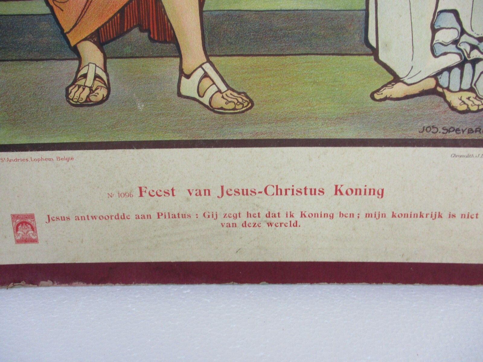 Antique Religious Cardboard Print Chromolith Christ Is King Speybrouck Goffart photo Art
