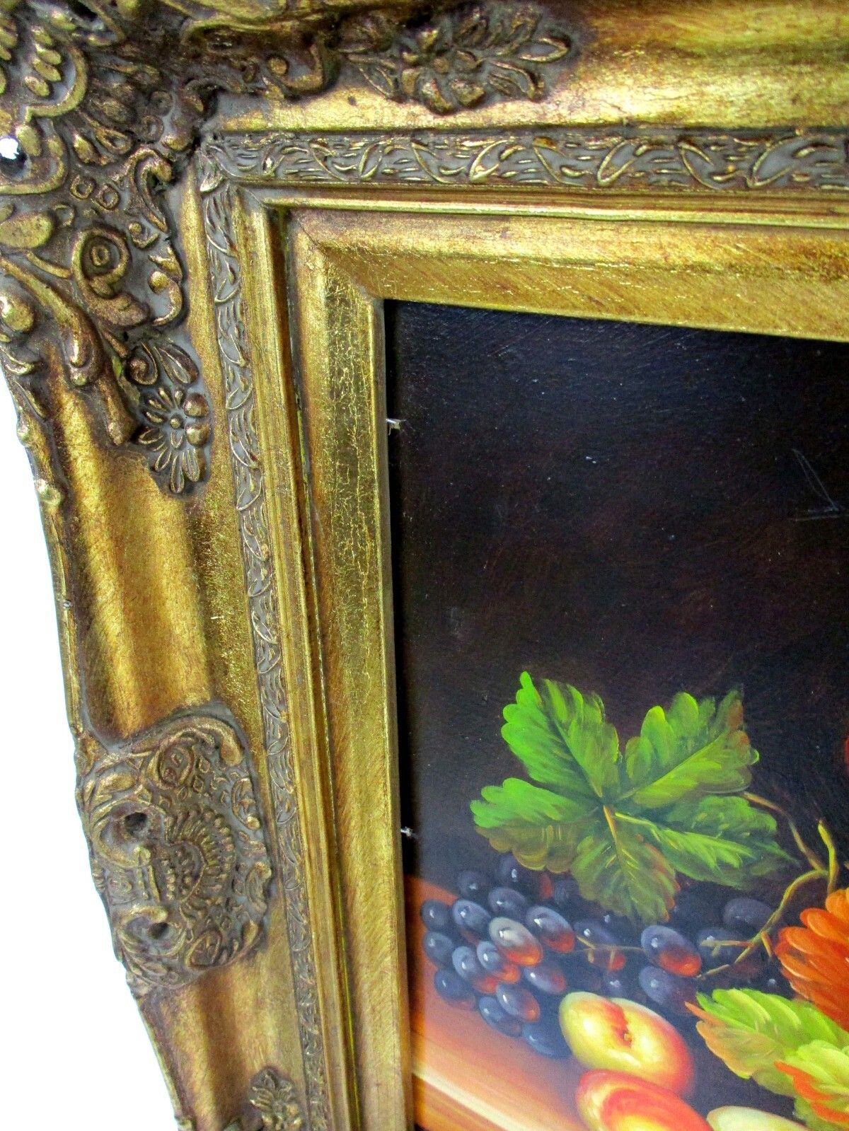 Oil Painting On Wood Gorgeous Wooden Frame With Lamp Still Life Violin Signed photo 427.0