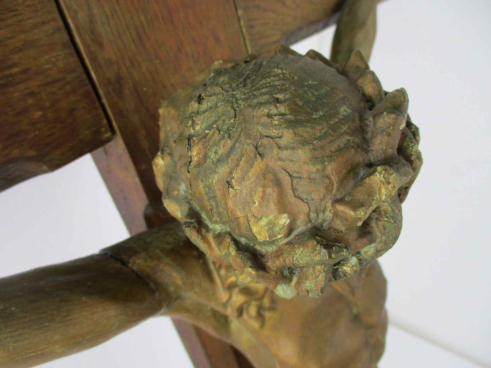 Xl Wood Hanging Crucifix Wooden  Corpus Piece Of Art Very Dramatic Exquisite 19t photo Art
