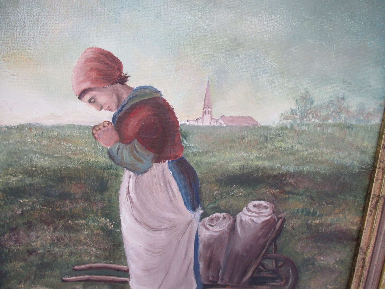 Painting The Angelus After Jean Francois Millet Ave Maria Praying Farmers Framed photo furniture