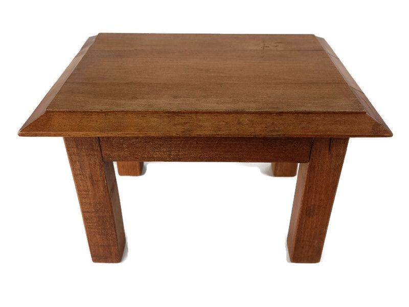 Small Wooden Side Table Foot Rest Barn Style Plant Stand Pedestal Occasional Tab