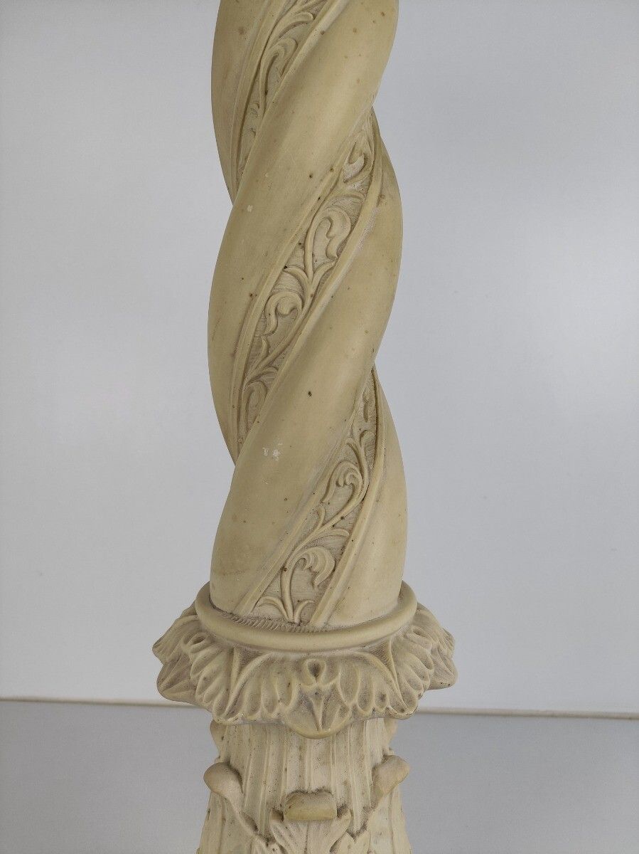 Large Column Pedestal White Marble Look Resin Signed Guelfi Ornate Plant Stand G photo 1011.0