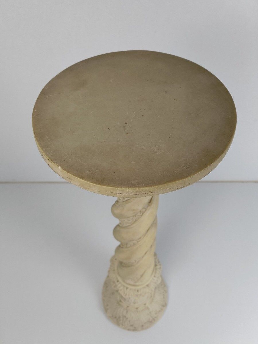 Large Column Pedestal White Marble Look Resin Signed Guelfi Ornate Plant Stand G photo vintage