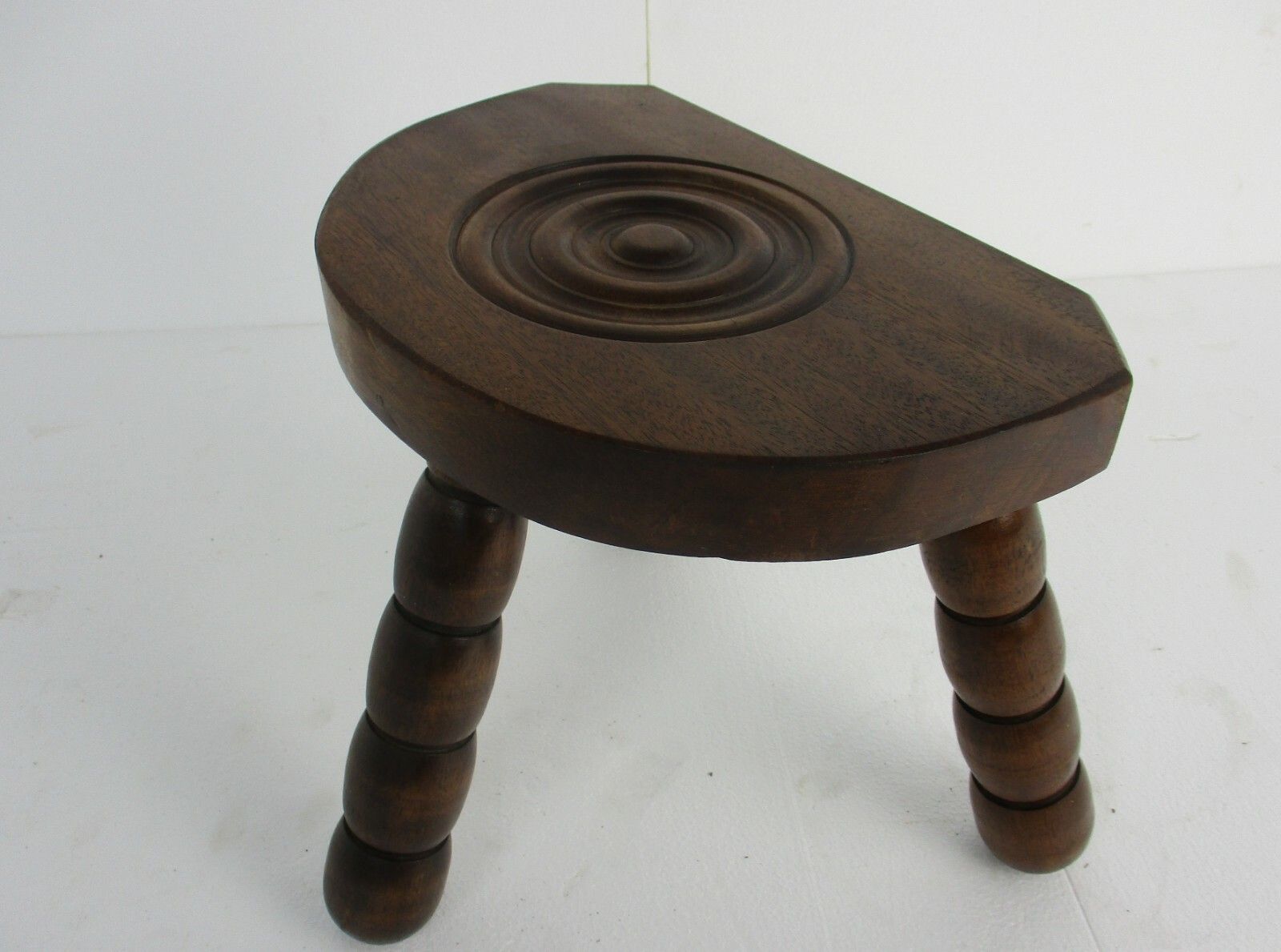 French Funky Hand Carved Wood Tripod Milking Stool Pedestal Table Pedestal photo for sale