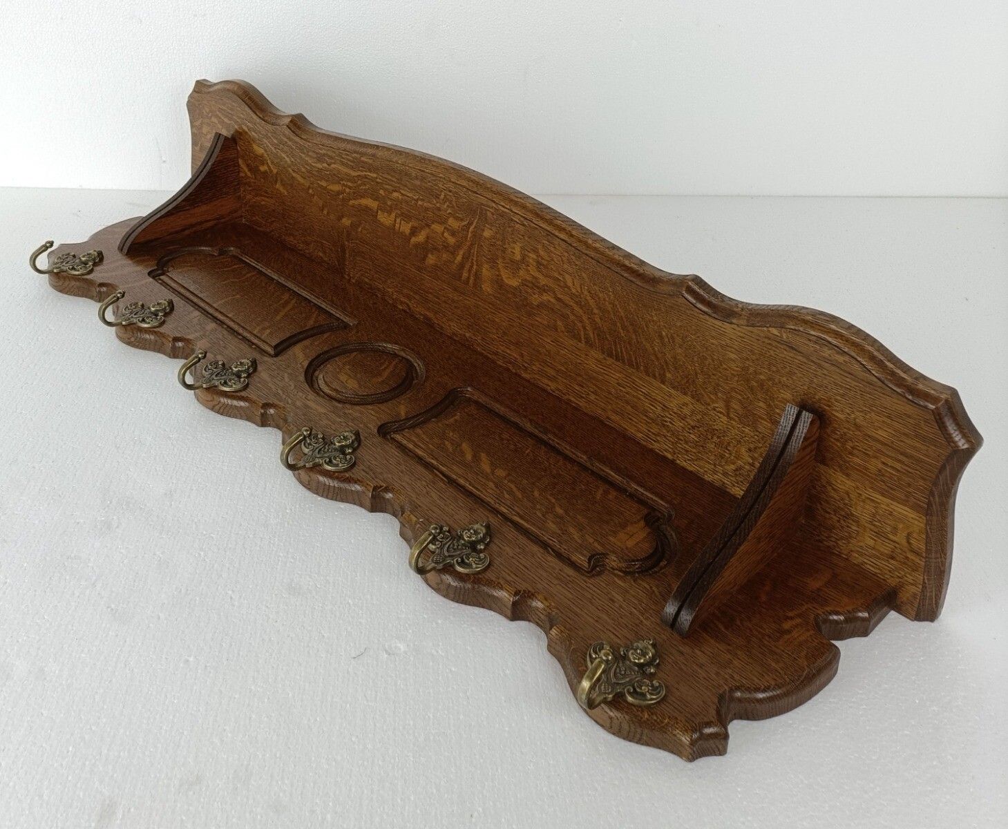 Xl Hand Carved Wood French Oak Coat Hat Kitchen Hallway Rack Antique Gorgeous St photo vinterior