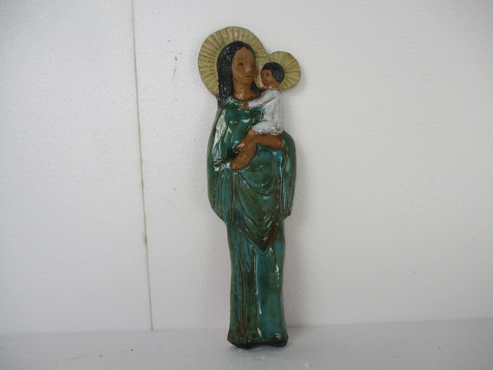 Mid Century Design Ceramic Holy Virgin Infant Jesus Ceramic Marked Era Amphora M photo furniture