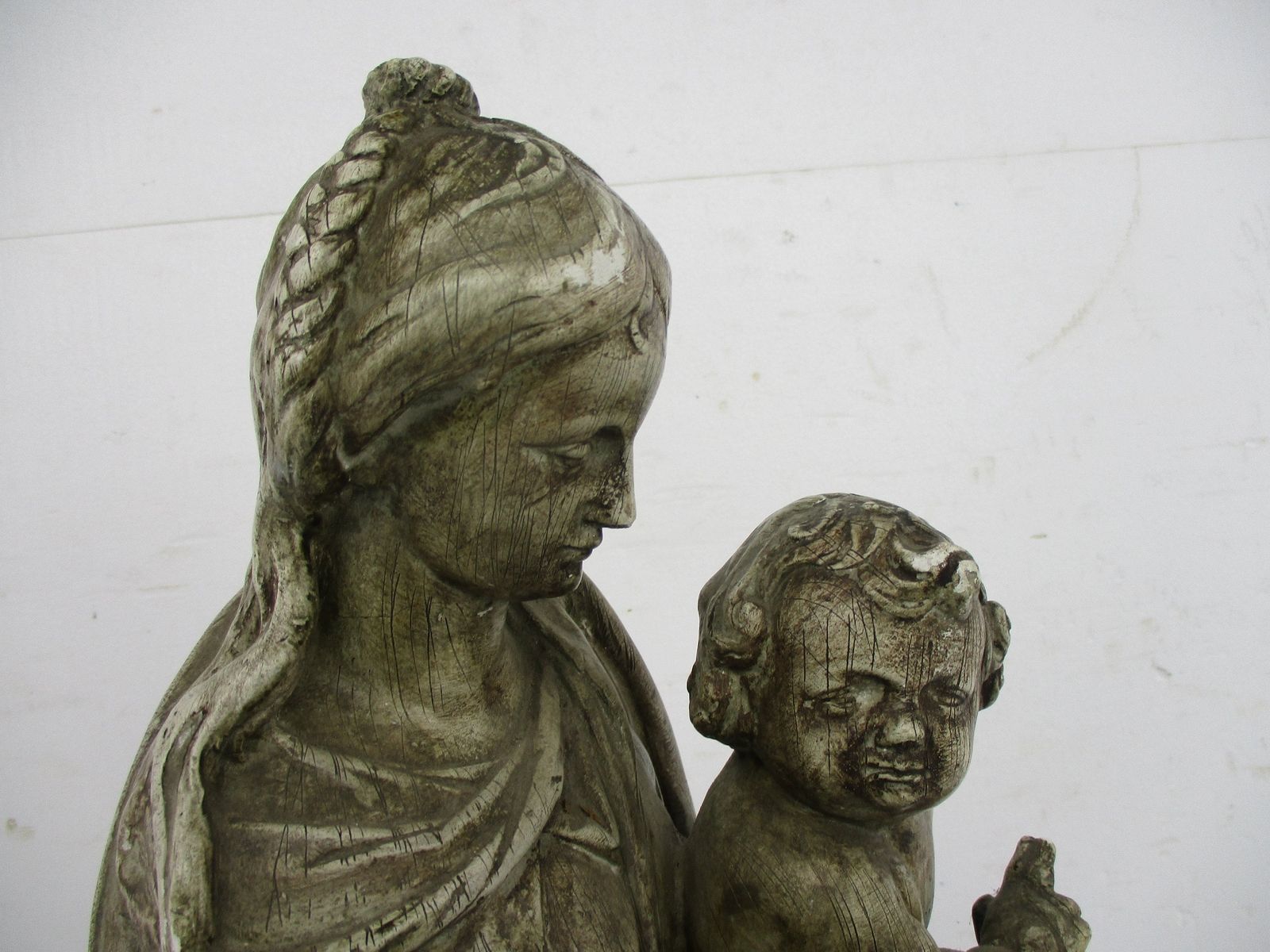 Large Statue Virgin Mary Madonna Infant Child Church Chapel Plaster Extremely Ra photo vinterior