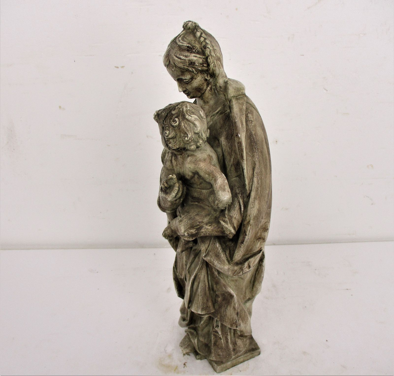 Large Statue Virgin Mary Madonna Infant Child Church Chapel Plaster Extremely Ra photo vintage