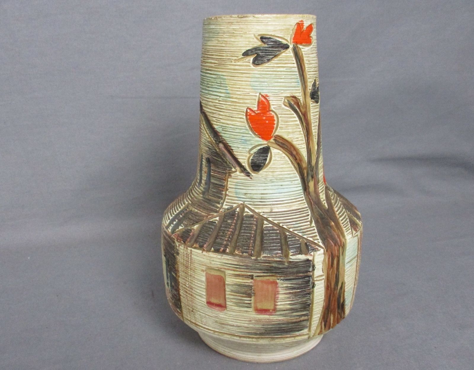 Italian Gambone Style Vase Art Pottery Retro Pop Art Mid Century Modern Modernis photo furniture