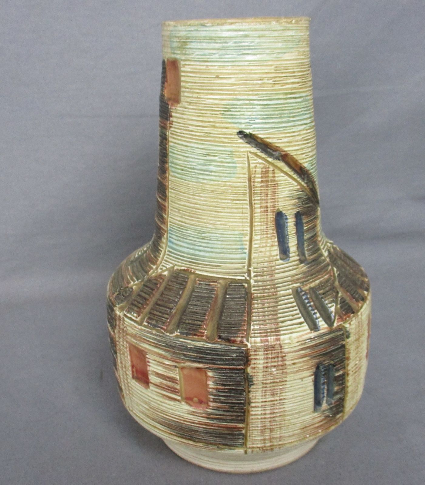 Italian Gambone Style Vase Art Pottery Retro Pop Art Mid Century Modern Modernis photo for sale