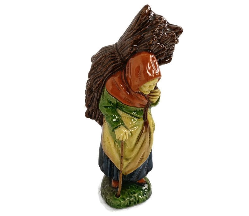 Old Lady With Bunch Of Wood Poterie Flamande Faience Flanders Pottery Glazed