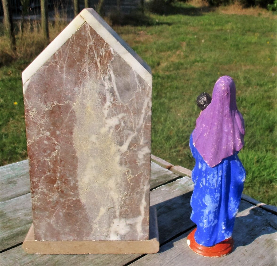 Polychrome Virgin Mary Madonna Infant Child Plaster Statue  Onyx Chapel photo vinterior
