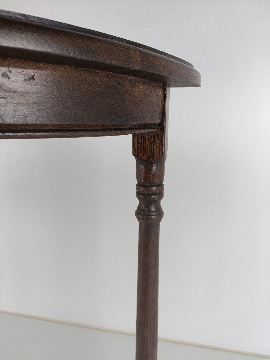Carved Wooden Wall Hallway Console Side Table Half Moon Oak Vintage Barn Farmhou photo buy