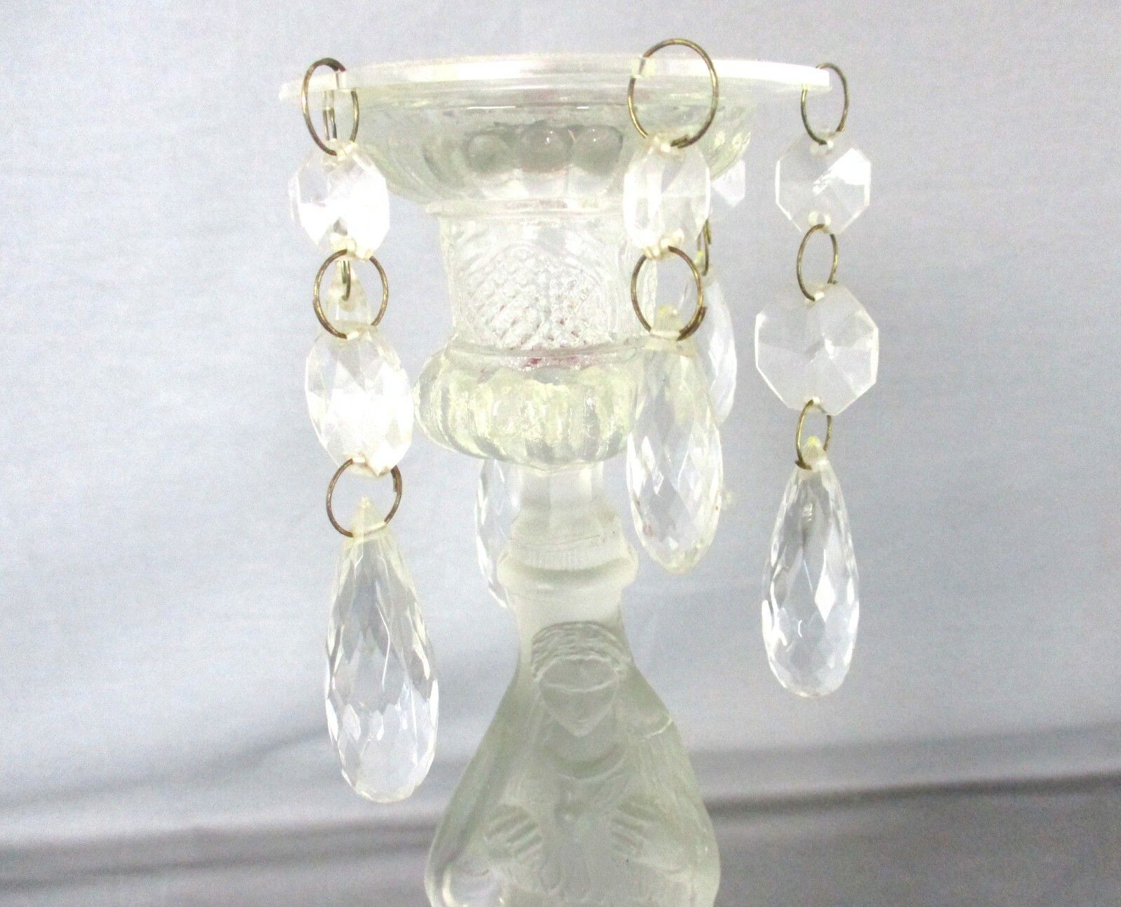 Art Glass Clear Candle Holder Holy Heart Virgin Mary Our Lady Madonna Angels photo furniture