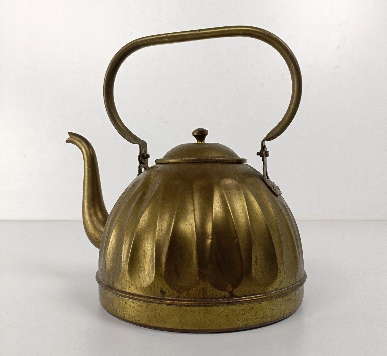 Antique Brass Tea Coffee Water  Kettle,  Funky Rare Marked Jimas France photo Home Decor