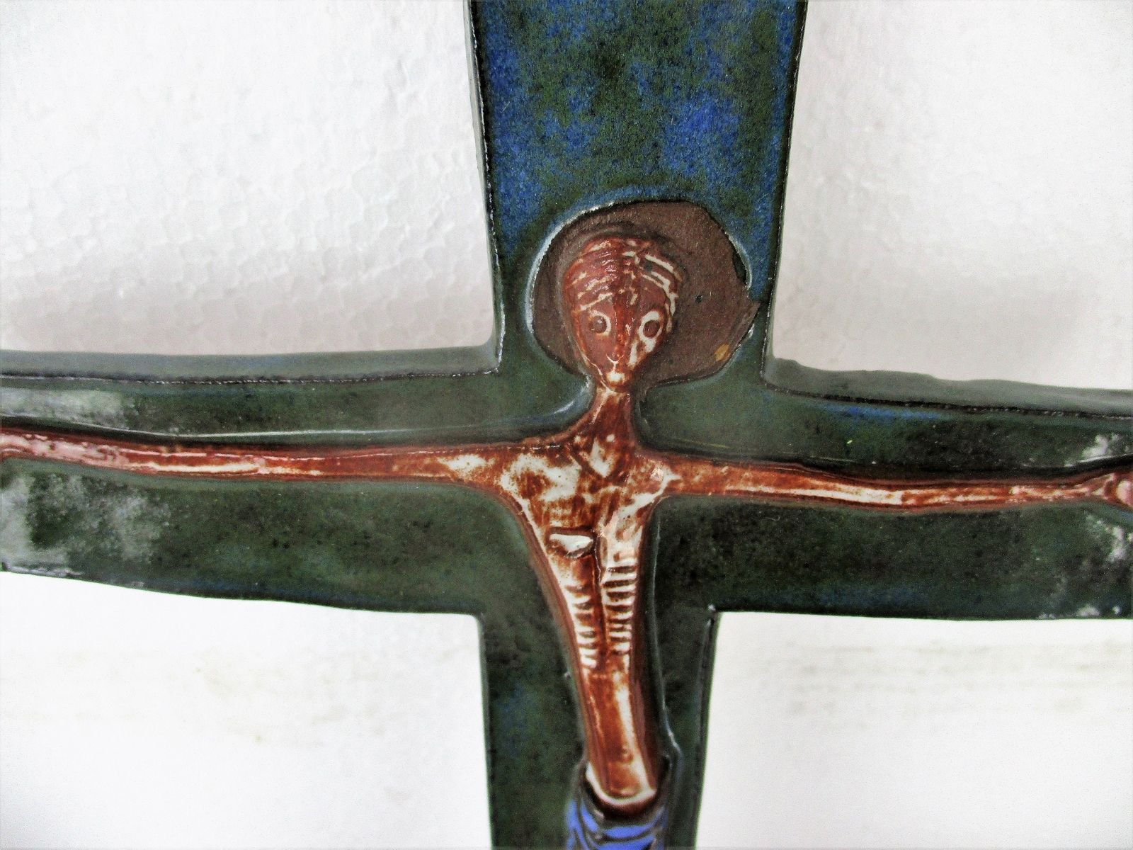 Large Modernist Mid Century Design Ceramic Modern Crucifix Ceramic Jesus Christ photo for sale