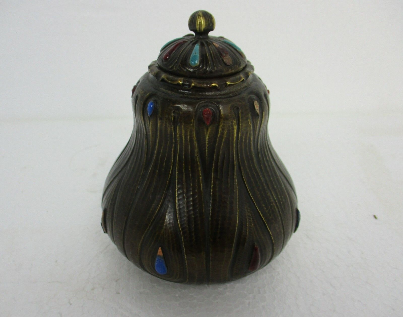 Art Piece Verlinden Lier Ornate Lidded Jar Bowl Bronze Enamel Art Deco Gorgeous photo furniture