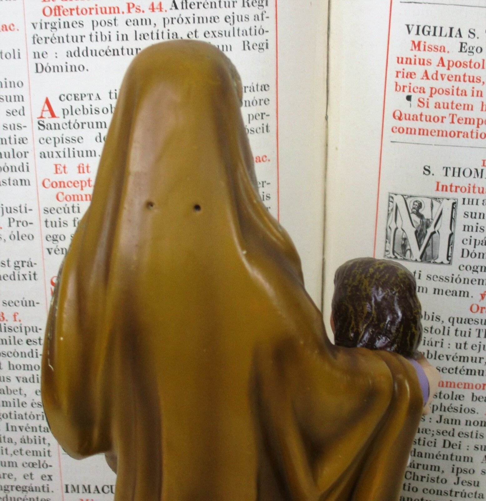 Statue Saint Anne Virgin Mary As A Child Reading Old Testament Glass Eyes Htf photo vinterior