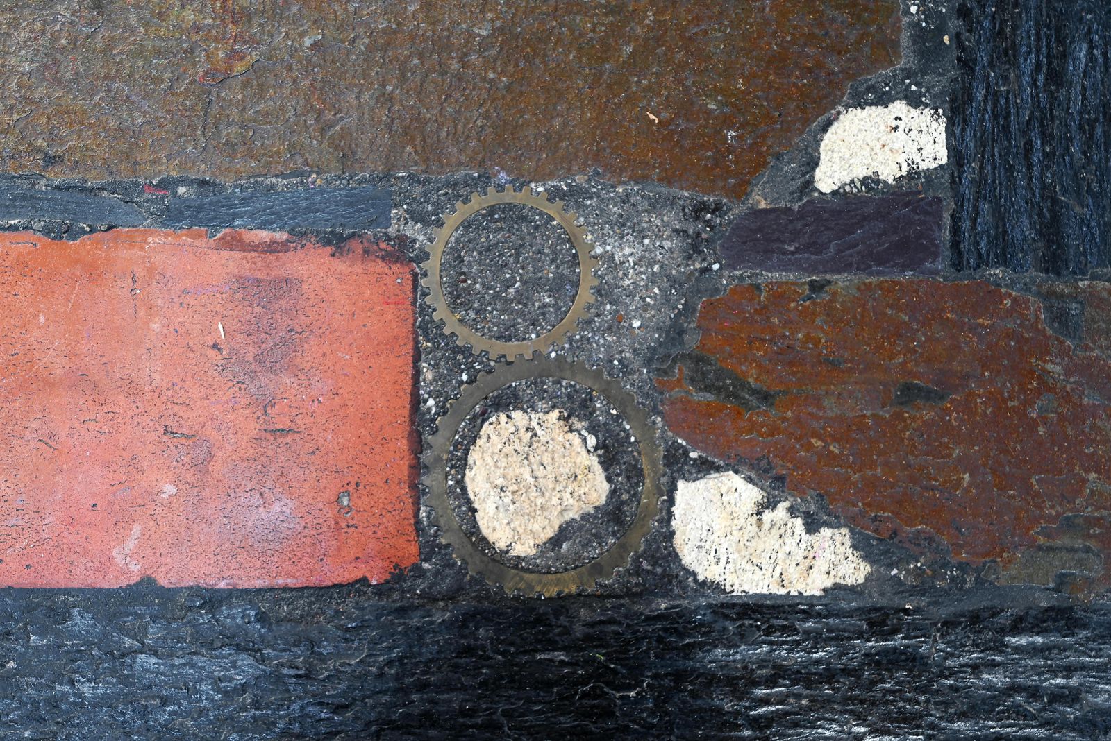 Paul Kingma Slate, Stone, And Brass Inlaid Coffee Table, 1974 photo vintage
