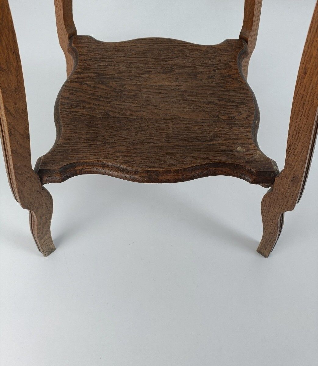 Art Noveau Antique Pedestal Plant Stand Two Tier Side Table, Bonsai Table Carved photo vinterior