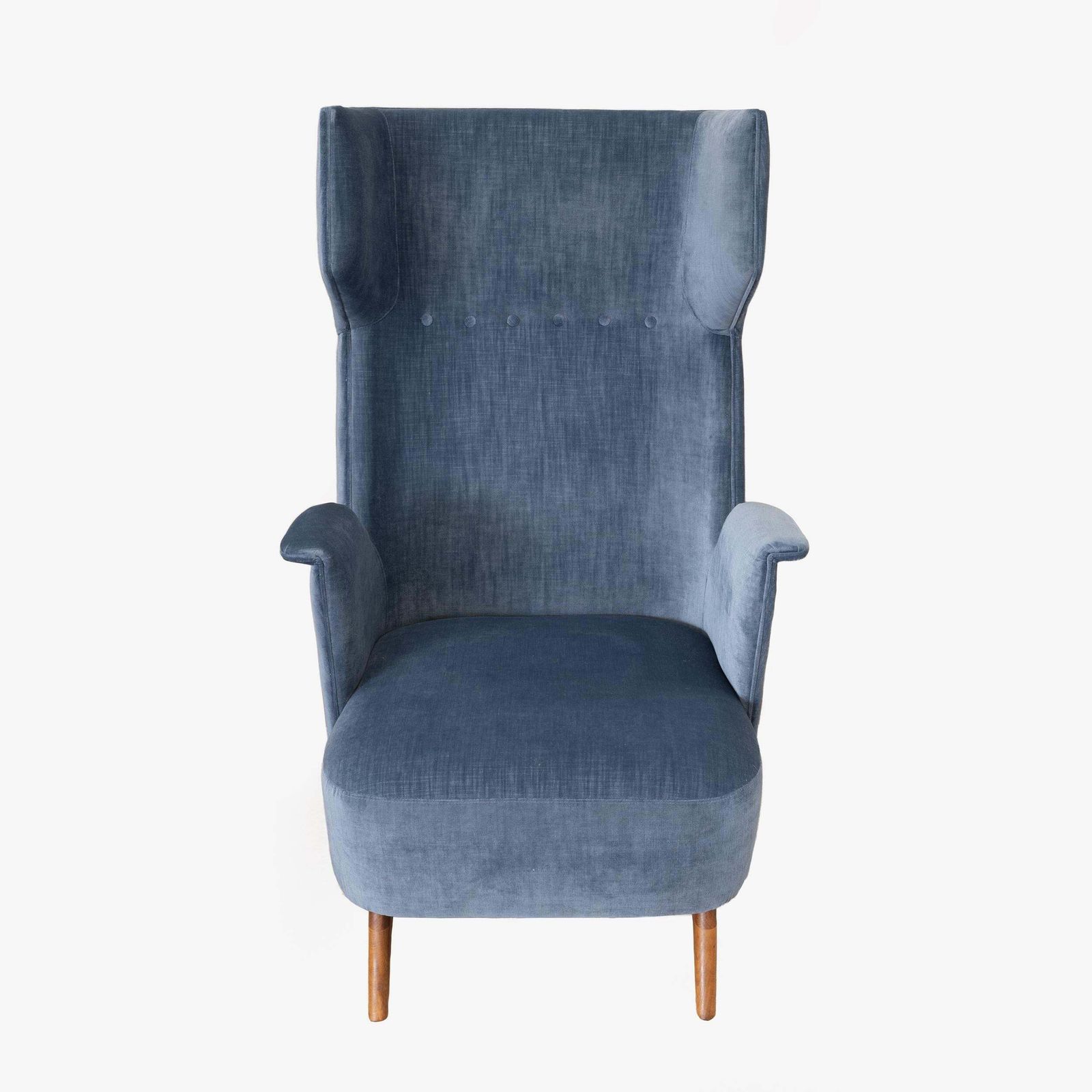 Pair Of Mid Century Modern Italian Velvet High Back Armchairs, 1950s photo buy