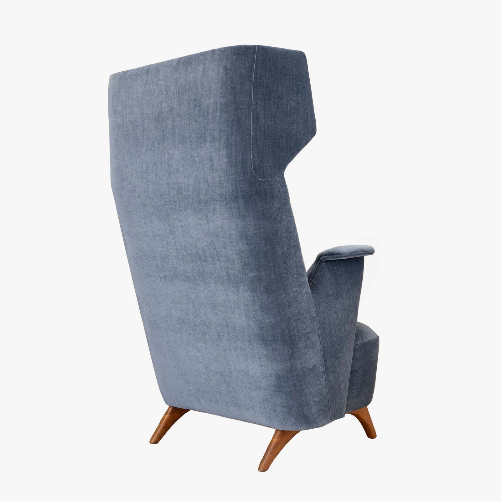 Pair Of Mid Century Modern Italian Velvet High Back Armchairs, 1950s photo vintage