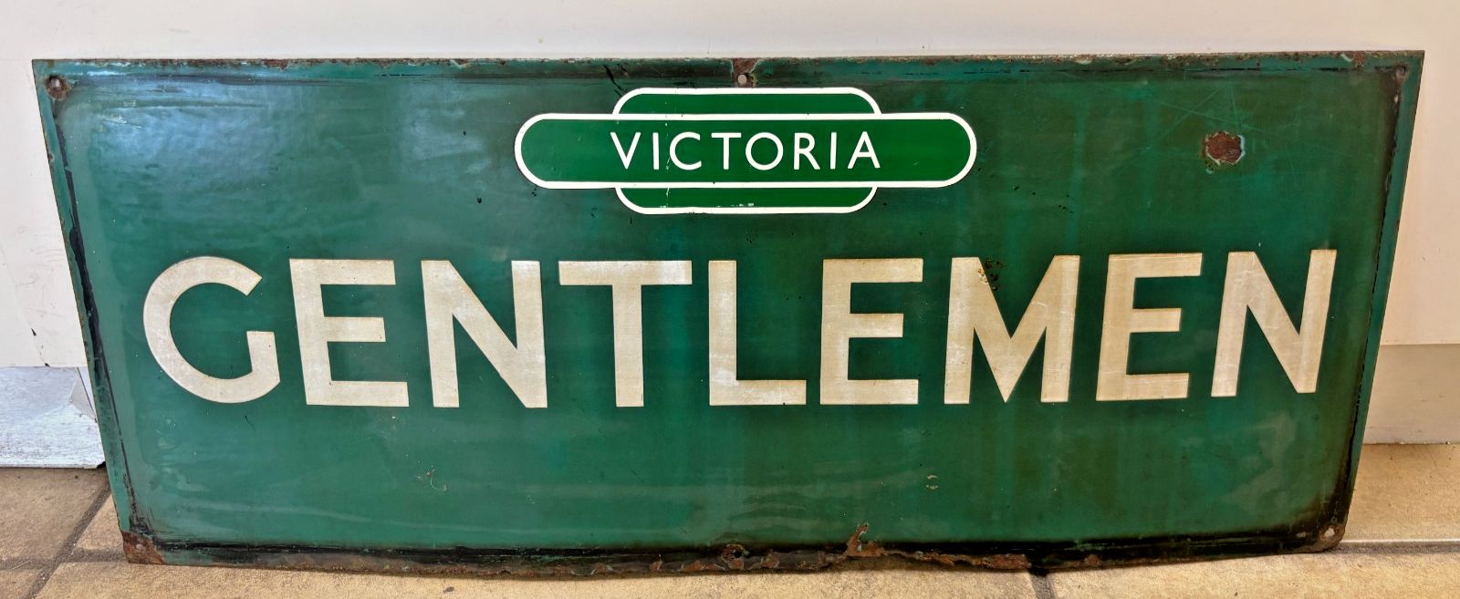 Antique Victoria Railway Gentlemen Enamel Sign By Mcclean & Co Ltd, London