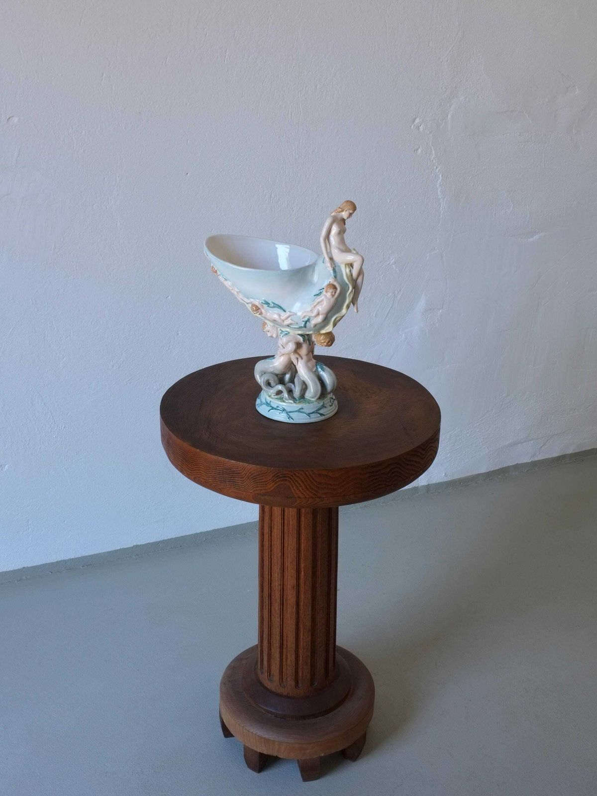Porcelain Fruit Bowl | Nautilus Shell With Mermaid And Tritons | 20th Century photo buy