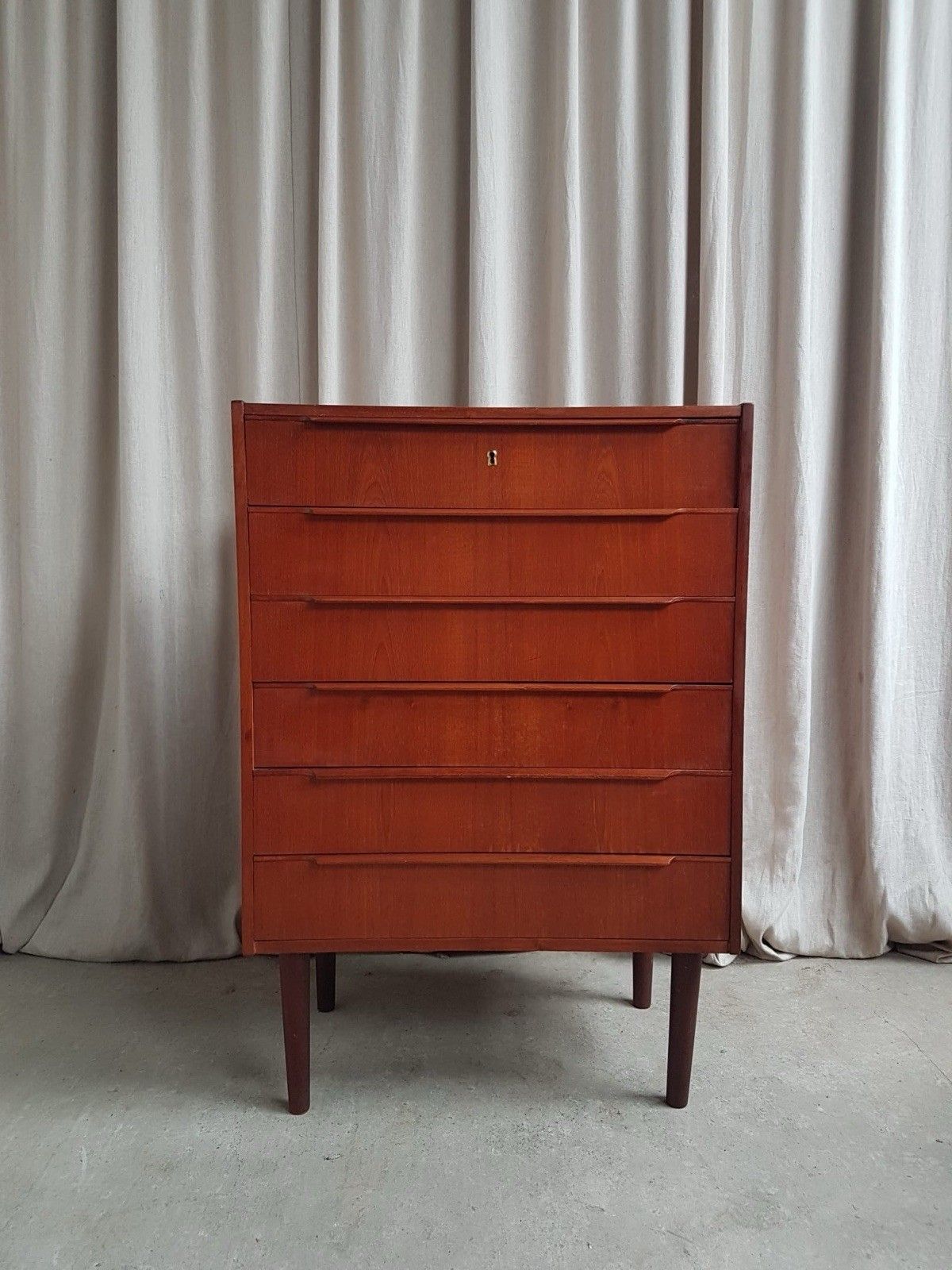 Vtg Mid Century Danish Teak Chest Of Drawers Tallboy Retro Scandi R908 photo Furniture