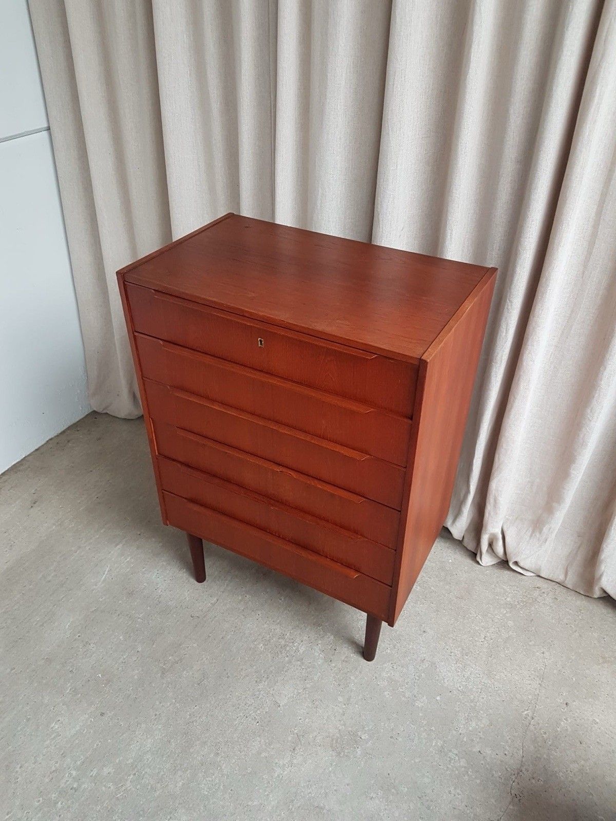 Vtg Mid Century Danish Teak Chest Of Drawers Tallboy Retro Scandi R908 photo 862.5