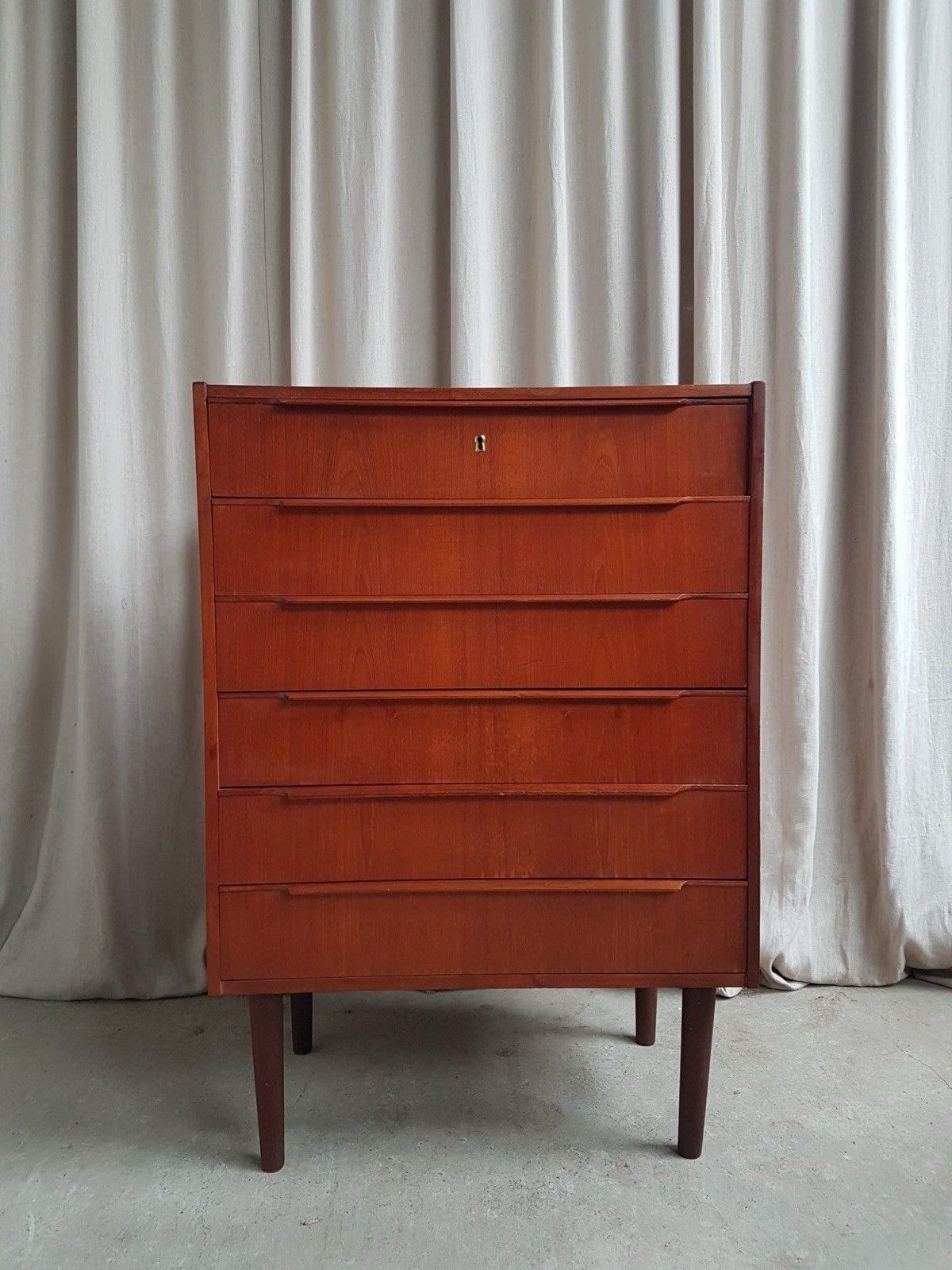 Vtg Mid Century Danish Teak Chest Of Drawers Tallboy Retro Scandi R908 photo vintage