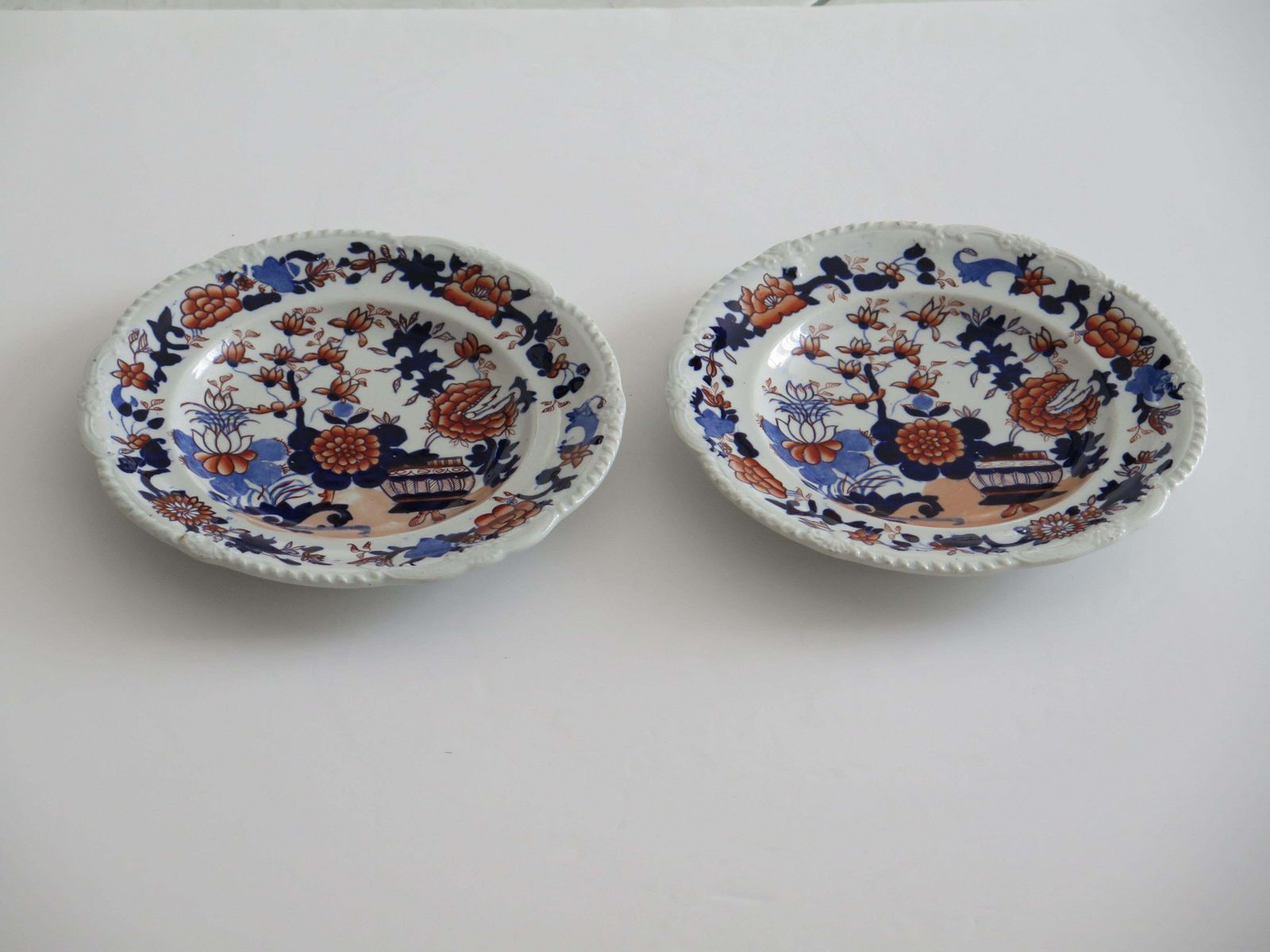 Set Of Two (A) Georgian Masons Ironstone Desert Plates Basket Japan Ptn, Ca 1818 photo for sale