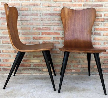 Mid Century Chairs With Conical Legs, 1950s, Set Of 2 photo Furniture
