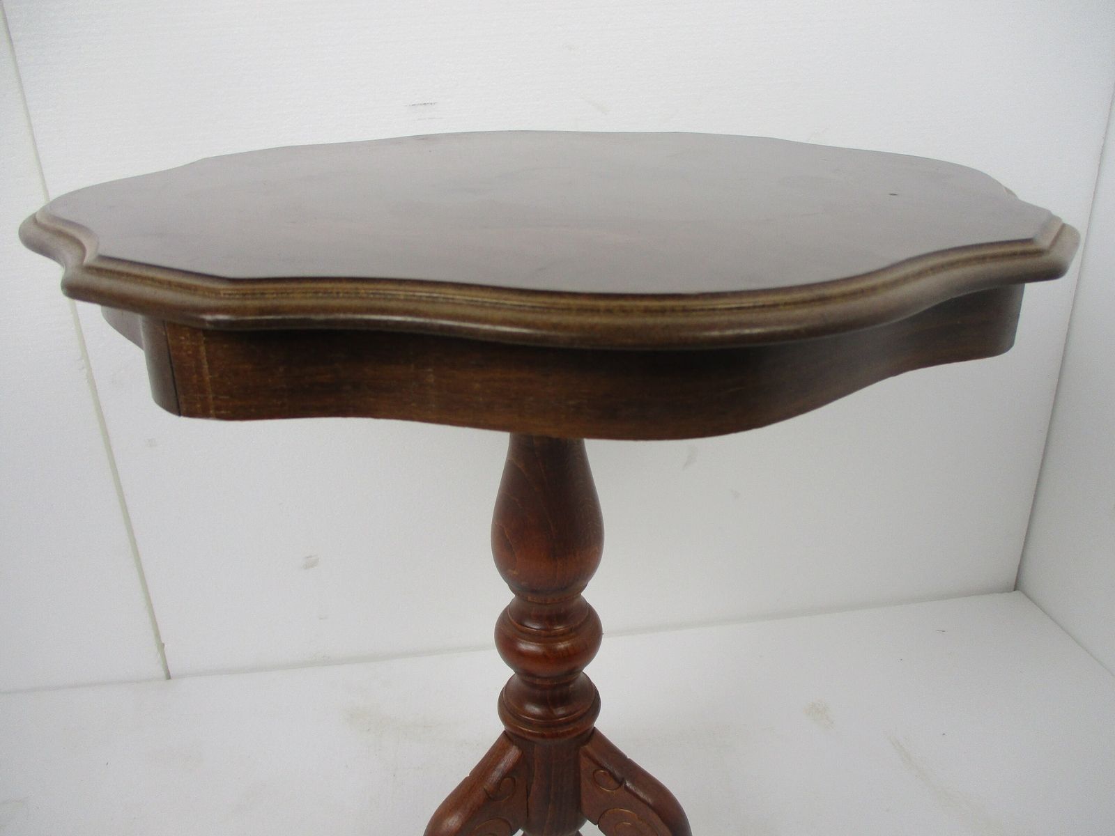 Italian Hand Carved Wood Coffee Wine Side Table Inlay Marquetry Tripod Pedestal photo Furniture