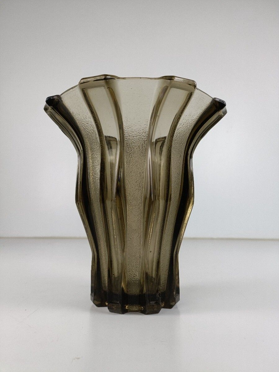 Art Deco Antique Smoked Depression Glass Vase Luxval Val St Lambert Stylish Belg photo furniture