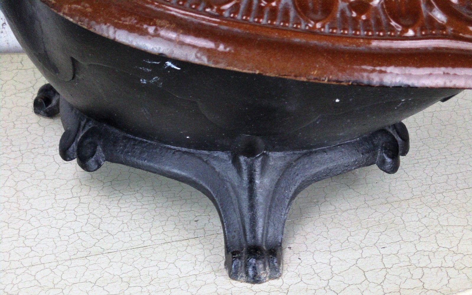 Art Nouveau Antique  Coal Scuttle Cast Iron Fireplace Box Lion Head Legs photo for sale