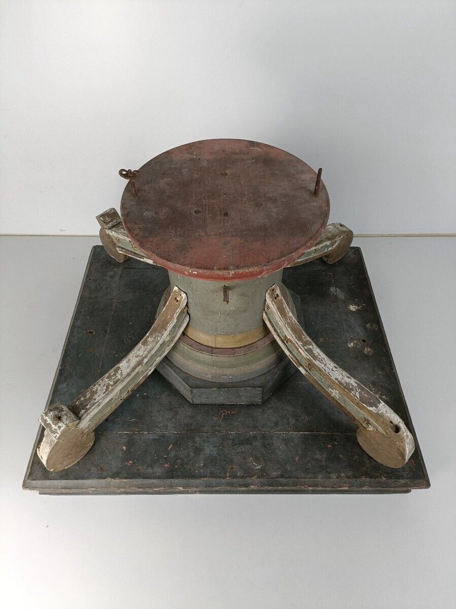 Antique Gothic Church Pedestal Stand Console Wood Hand Painted Polychrome photo Home Decor