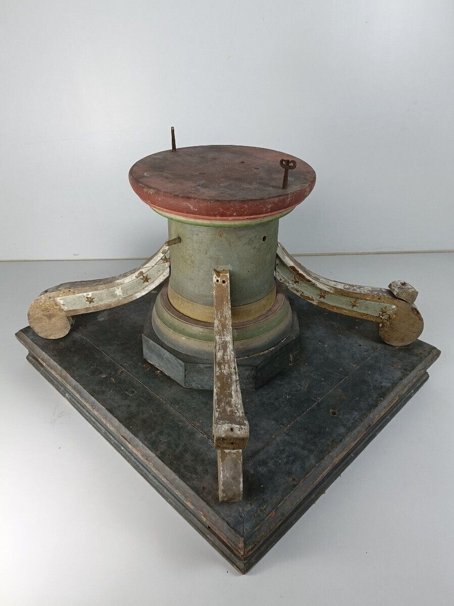 Antique Gothic Church Pedestal Stand Console Wood Hand Painted Polychrome photo vinterior