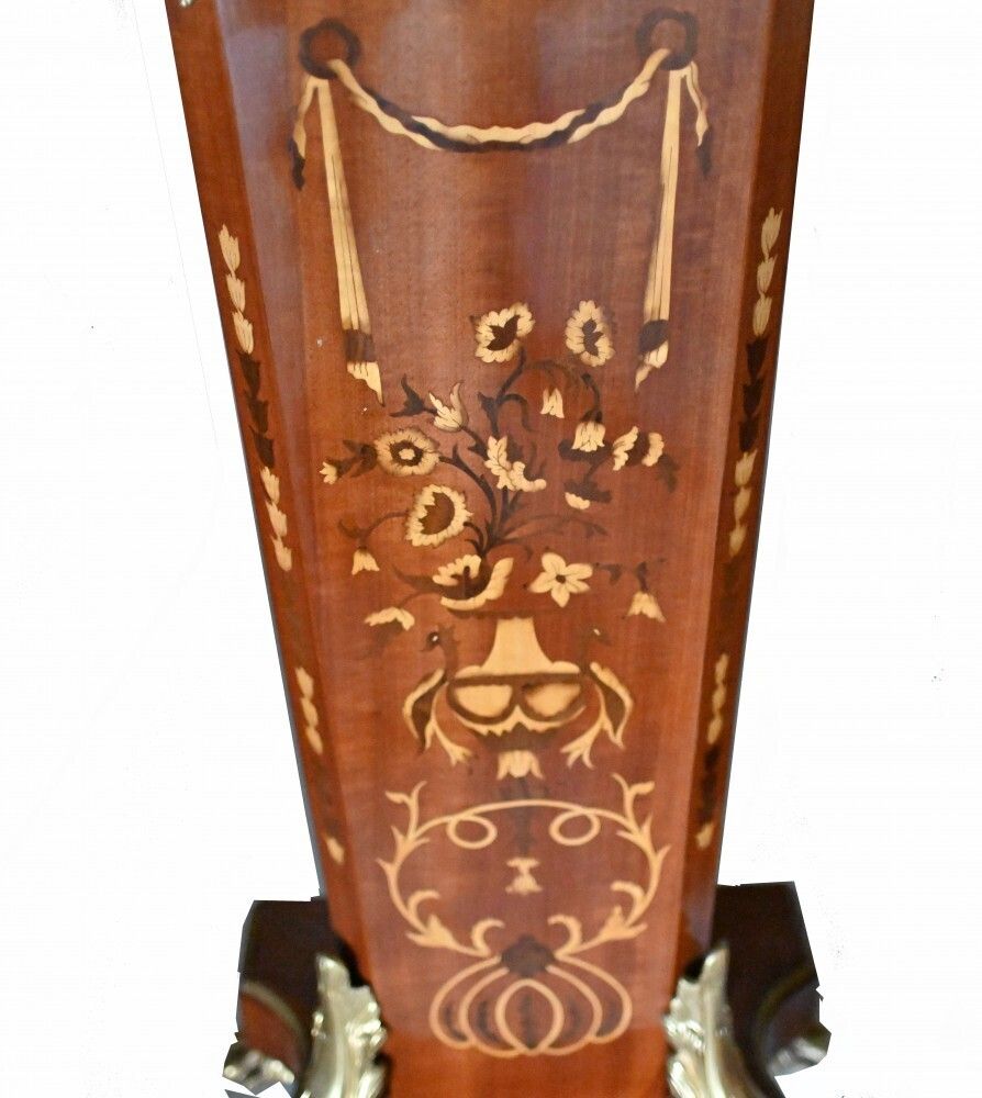 Pair Pedestal Stands French Empire Tall Tables Inlay photo buy